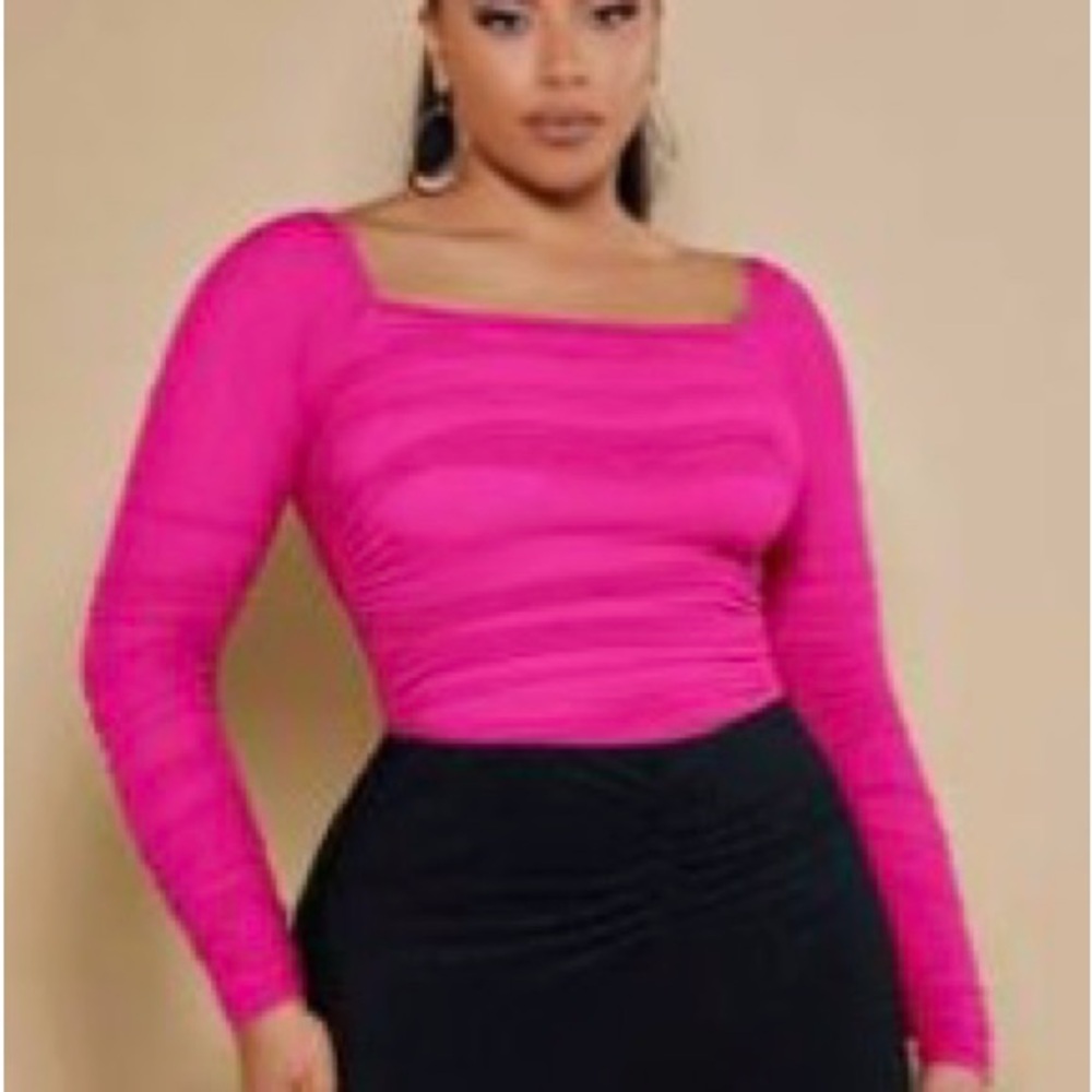SHEIN Fuchsia Long Sleeve Blouse